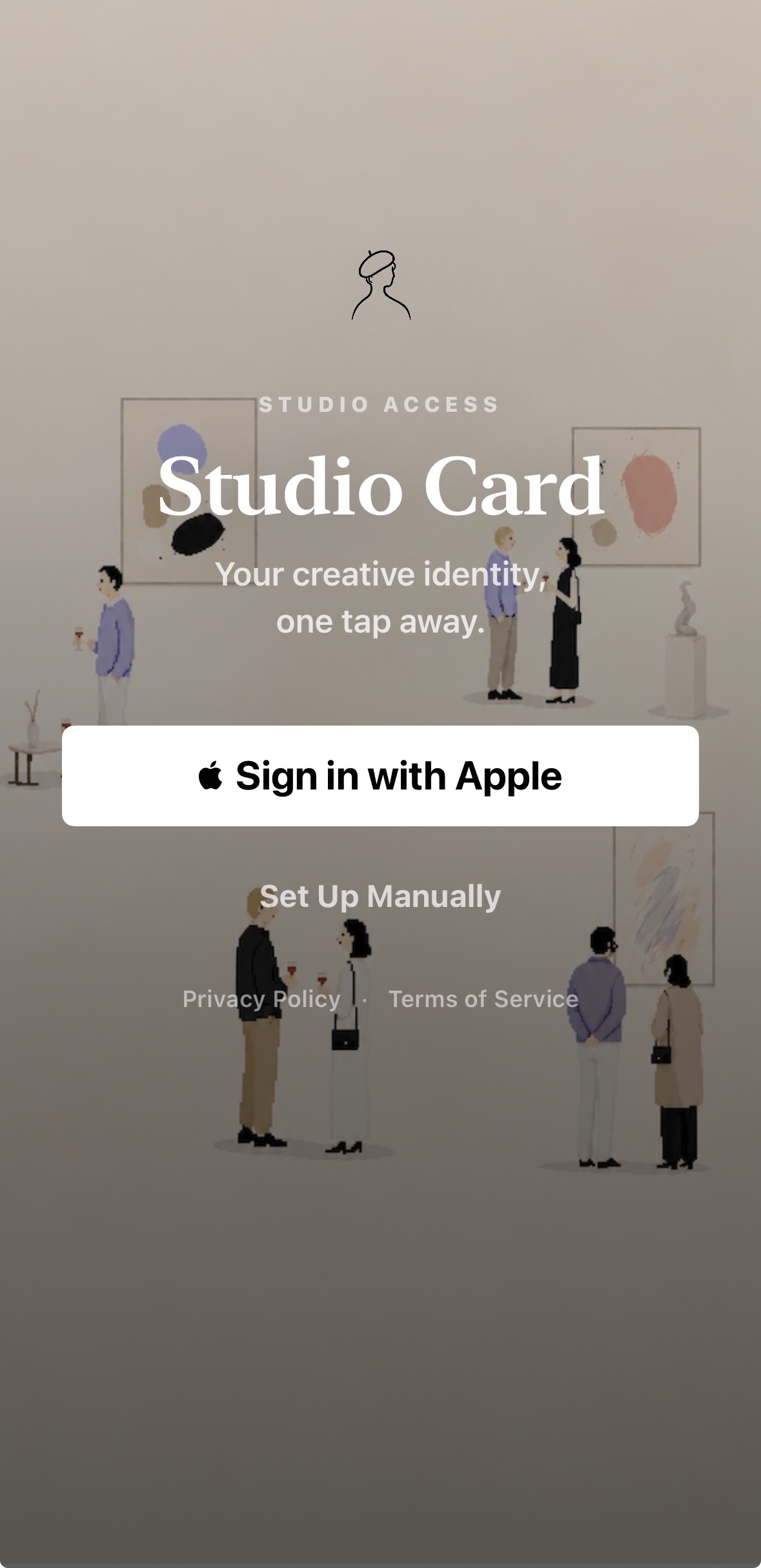 Studio Card sign-in screen on iPhone